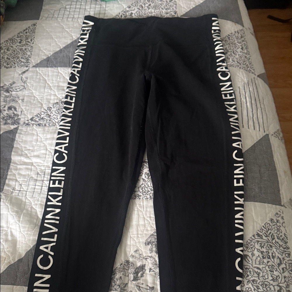 Calvin Klein Black Leggings with White Logo